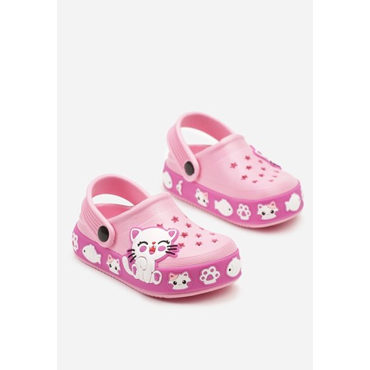 Różowe Klapki Chodaki z Kotkiem i Gwiazdkami Soneriela 30-31 born2be.pl