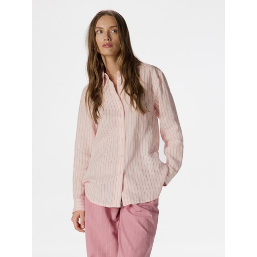 Reserved - Lniana koszula oversize - pastelowy róż ze sklepu Reserved w kategorii Koszule damskie - zdjęcie 179224902