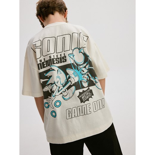 Reserved - T-shirt oversize Sonic - złamana biel ze sklepu Reserved w kategorii T-shirty chłopięce - zdjęcie 179225070