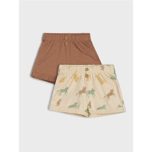 Sinsay - Szorty z bawełnianego dżerseju o nierównym włóknie 2 pack - kremowy ze sklepu Sinsay w kategorii Spodenki niemowlęce - zdjęcie 179225593