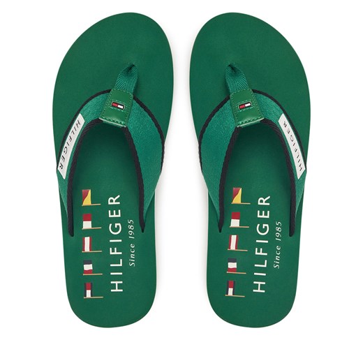 Japonki Tommy Hilfiger Patch Hilfiger Beach Sandal FM0FM05435 Zielony Tommy Hilfiger 46 eobuwie.pl