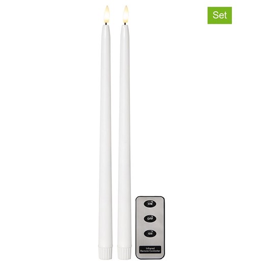 STAR Trading Świece LED (2 szt.) &quot;Flamme Slim&quot; w kolorze białym - dł. 38 cm ze sklepu Limango Polska w kategorii Świece i dyfuzory - zdjęcie 179225880