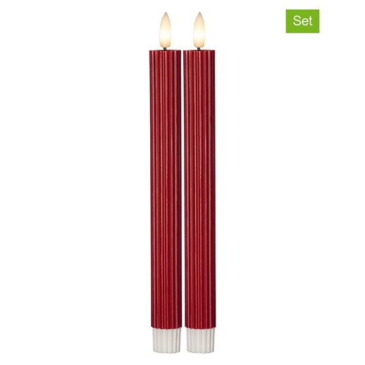 STAR Trading Świece woskowe LED (2 szt.) &quot;Flame Stripe&quot; w kolorze czerwonym - wys. 25 cm ze sklepu Limango Polska w kategorii Świece i dyfuzory - zdjęcie 179225940