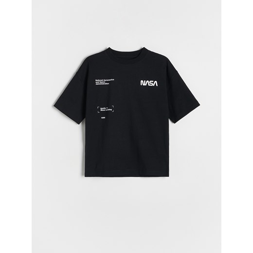 Reserved - T-shirt oversize NASA - czarny ze sklepu Reserved w kategorii T-shirty chłopięce - zdjęcie 179226714