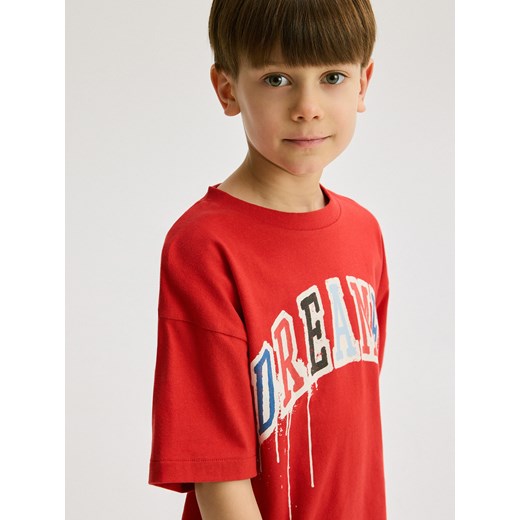 Reserved - Bawełniany t-shirt oversize - koralowy ze sklepu Reserved w kategorii T-shirty chłopięce - zdjęcie 179226732