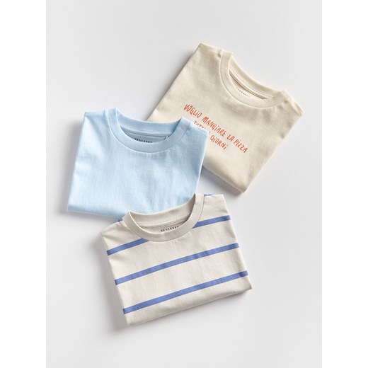 Reserved - Bawełniany t-shirt 3 pack - jasnoniebieski ze sklepu Reserved w kategorii T-shirty chłopięce - zdjęcie 179226760