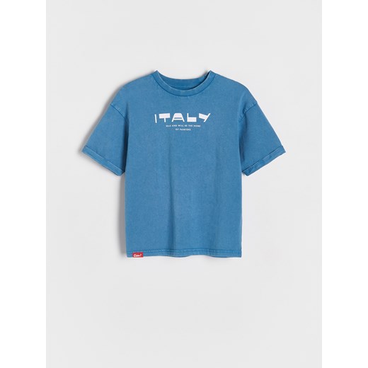 Reserved - Bawełniany t-shirt oversize - niebieski ze sklepu Reserved w kategorii T-shirty chłopięce - zdjęcie 179226772