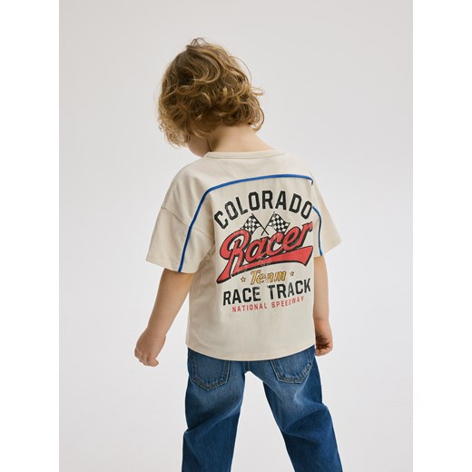 Reserved - Bawełniany t-shirt oversize - beżowy ze sklepu Reserved w kategorii T-shirty chłopięce - zdjęcie 179226924