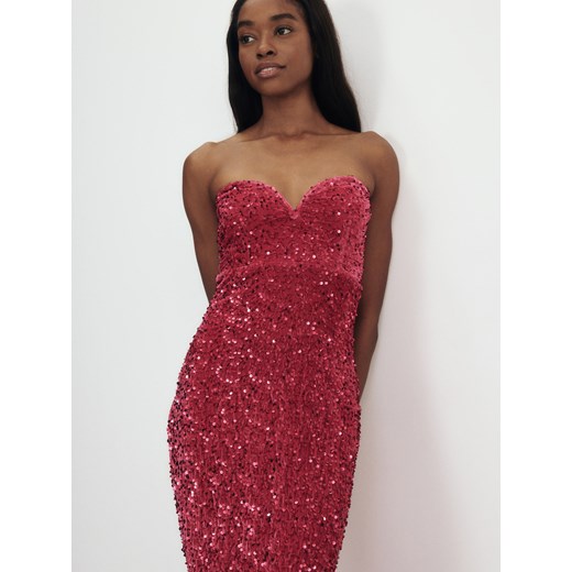 Reserved - Sukienka tuba z cekinami - fuksja ze sklepu Reserved w kategorii Sukienki - zdjęcie 179228013