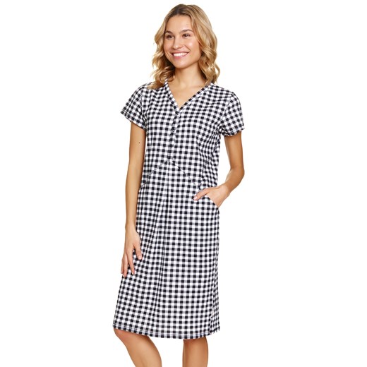 Nocna koszula Doctor Nap TCB.5271 black check ze sklepu kontri.pl w kategorii Koszule nocne - zdjęcie 179229652