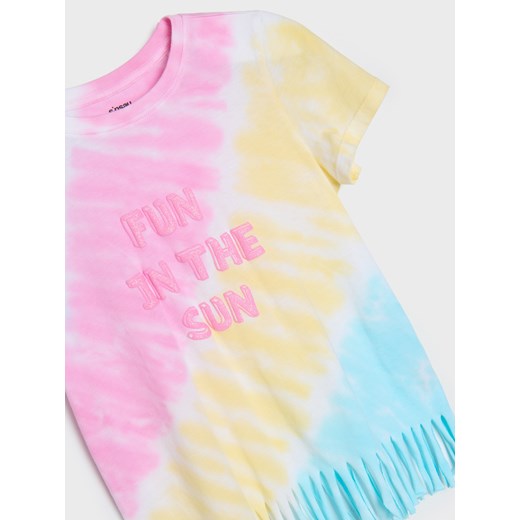 Sinsay - Koszulka tie dye z ozdobnymi frędzlami - wielobarwny Sinsay 134 Sinsay