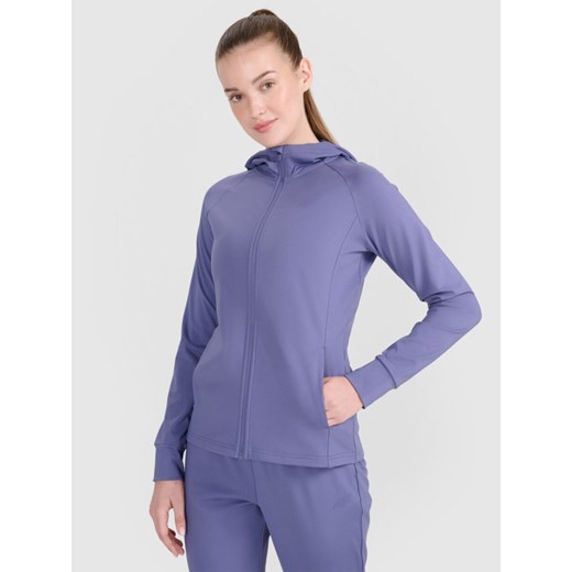 Damska bluza treningowa rozpinana z kapturem 4F 4FRSS25TFSWF467 - niebieska ze sklepu Sportstylestory.com w kategorii Bluzy damskie - zdjęcie 179231900