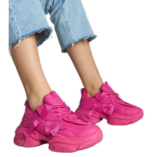 Różowe sneakersy damskie masywne sportowe ze sklepu ButyModne.pl w kategorii Buty sportowe damskie - zdjęcie 179232312