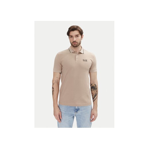 EA7 Emporio Armani Polo 8NPF16 PJVUZ U6155 Beżowy Slim Fit ze sklepu MODIVO w kategorii T-shirty męskie - zdjęcie 179234333