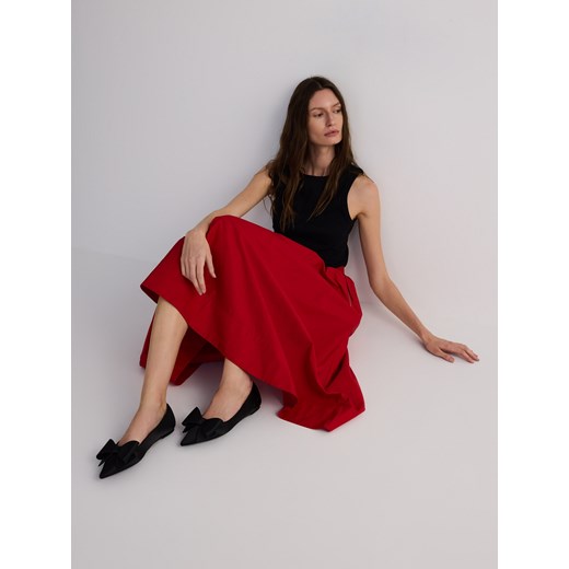 Reserved - Baleriny o satynowym wykończeniu - czarny ze sklepu Reserved w kategorii Balerinki - zdjęcie 179236322