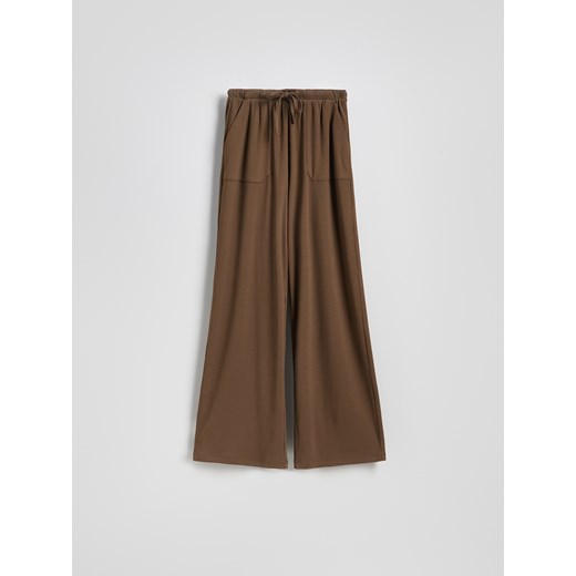 Reserved - Szerokie spodnie z wiązaniem - ciemnobrązowy Reserved M Reserved