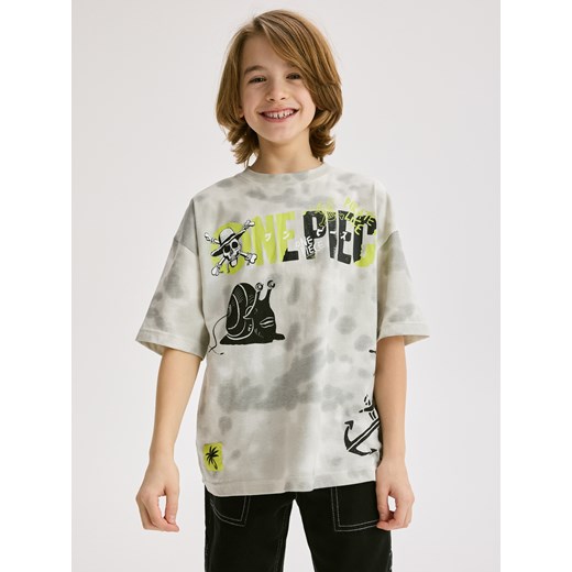 Reserved - T-shirt oversize One Piece - jasnoszary ze sklepu Reserved w kategorii T-shirty chłopięce - zdjęcie 179238342