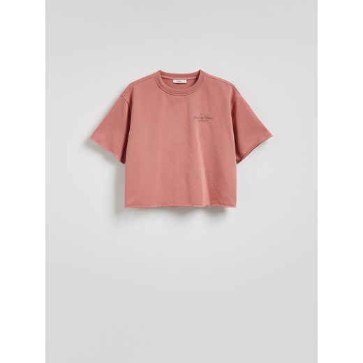 Reserved - Bawełniany t-shirt - jasnopomarańczowy Reserved L Reserved