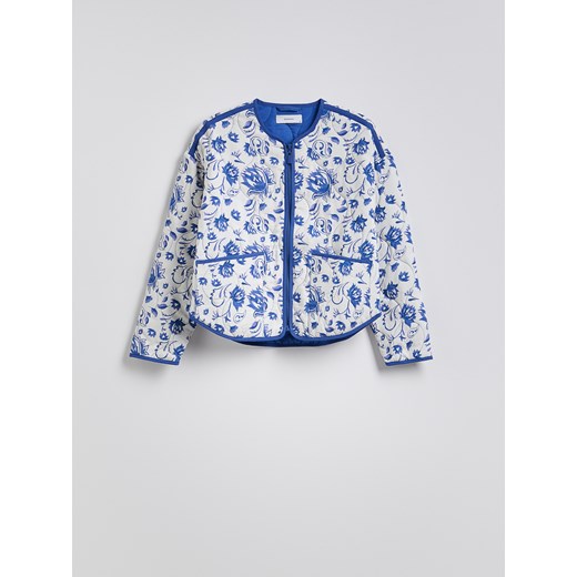 Reserved - Pikowana kurtka z nadrukiem - granatowy Reserved XS Reserved