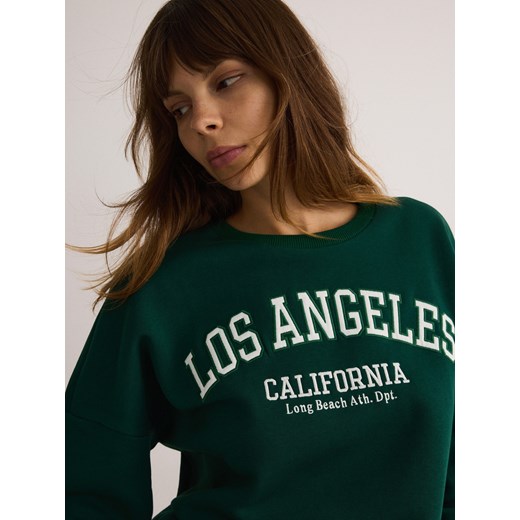 Reserved - Bluza z haftem - ciemnozielony ze sklepu Reserved w kategorii Bluzy damskie - zdjęcie 179238823