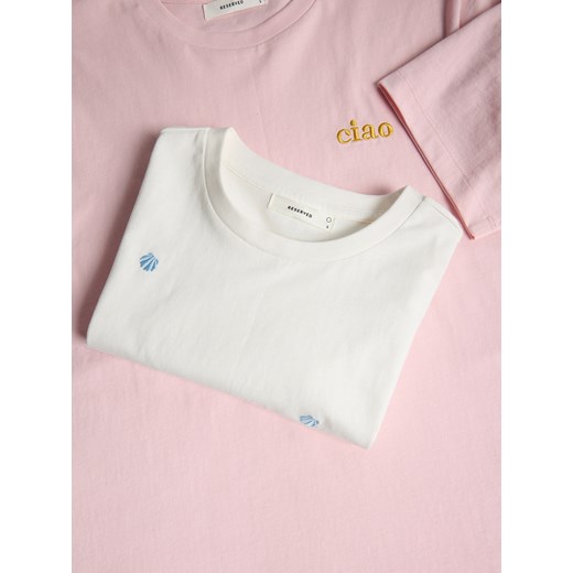 Reserved bluzka damska na wiosnę z haftem z krótkim rękawem 