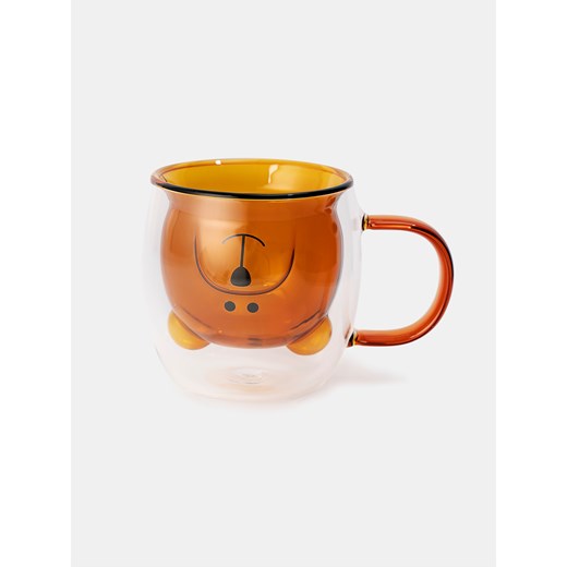 Sinsay - Szklany kubek z motywem misia - brązowy Sinsay One Size Sinsay