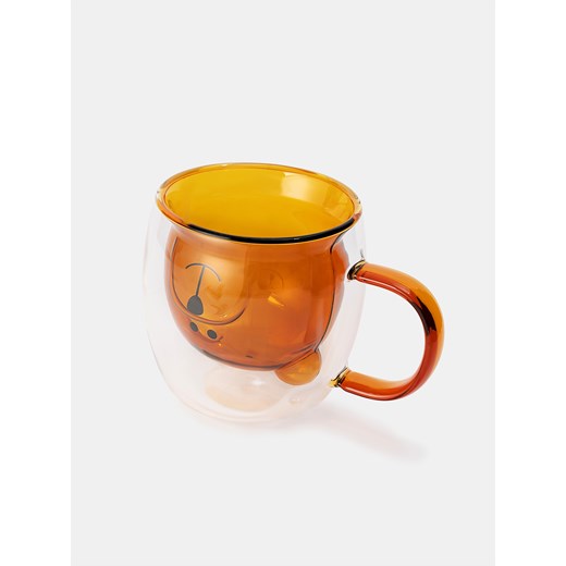 Sinsay - Szklany kubek z motywem misia - brązowy Sinsay One Size Sinsay