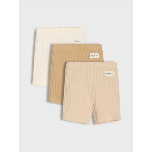 Sinsay - Krótkie legginsy z prążkowanej dzianiny z ozdobną naszywką 3 pack - brązowy ze sklepu Sinsay w kategorii Odzież dla niemowląt - zdjęcie 179240182