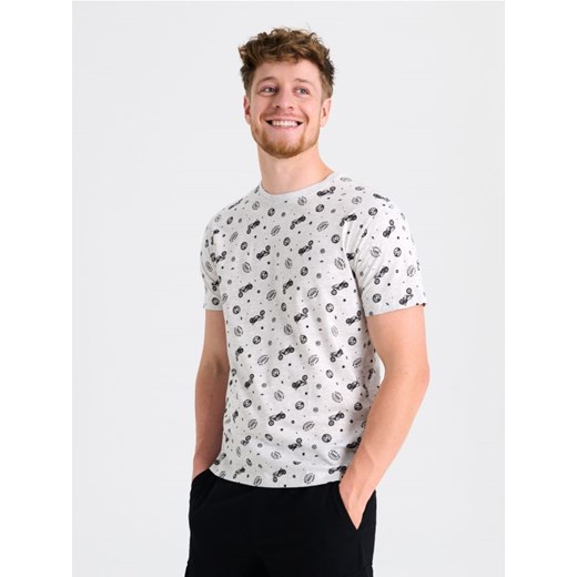 Sinsay - Koszulka z ozdobnym nadrukiem - szary ze sklepu Sinsay w kategorii T-shirty męskie - zdjęcie 179240291