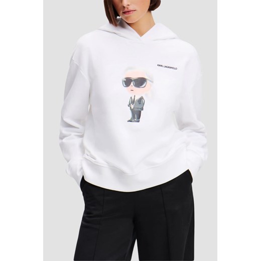 KARL LAGERFELD Biała damska bluza Ikon Aquarelle K Hoodie, Rozmiar XS ze sklepu outfit.pl w kategorii Bluzy damskie - zdjęcie 179241444