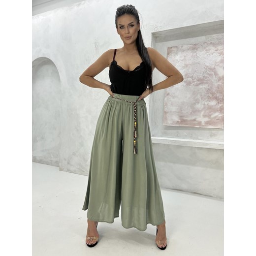 Spodnie damskie kuloty PLR269- khaki ze sklepu Edoti w kategorii Spodnie damskie - zdjęcie 179242170