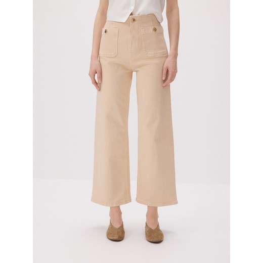 Reserved - Jeansy culotte - beżowy ze sklepu Reserved w kategorii Jeansy damskie - zdjęcie 179243081