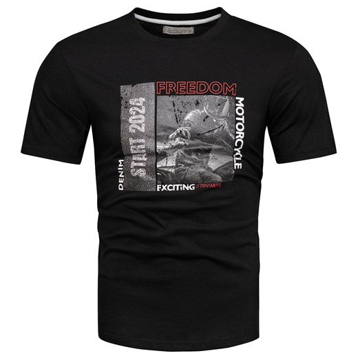 T-shirt męski bawełniany z nadrukiem czarny Recea ze sklepu Recea.pl w kategorii T-shirty męskie - zdjęcie 179244813