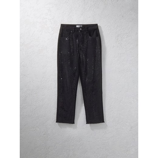 Reserved - Jeansy mom fit z cekinami - czarny ze sklepu Reserved w kategorii Jeansy damskie - zdjęcie 179245084