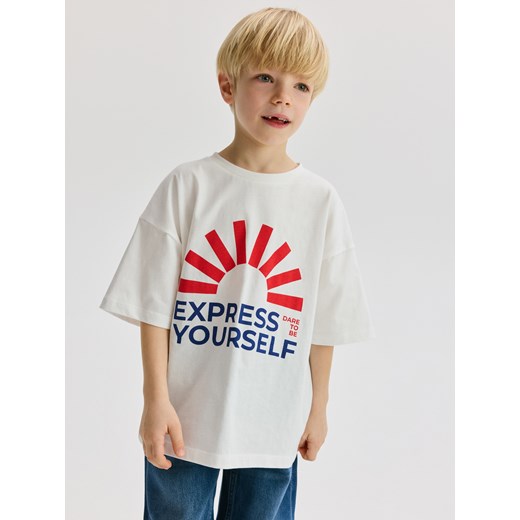 Reserved - T-shirt z nadrukiem - złamana biel ze sklepu Reserved w kategorii T-shirty chłopięce - zdjęcie 179245290