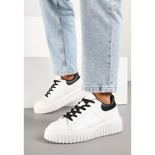 Biało-Czarne Sneakersy na Grubej Tłoczonej Podeszwie Zdivila ze sklepu born2be.pl w kategorii Buty sportowe damskie - zdjęcie 179246440