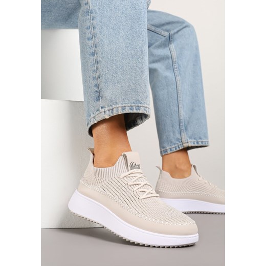 Beżowe Buty Sportowe Sneakersy z Siateczkową Cholewką Helazia ze sklepu renee.pl w kategorii Buty sportowe damskie - zdjęcie 179247840