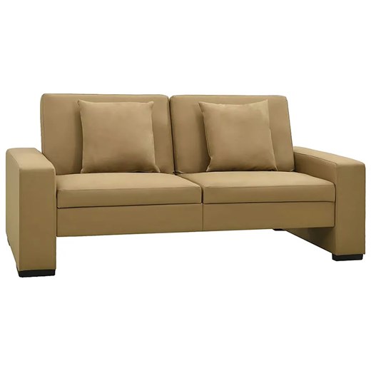 Dwuosobowa rozkładana sofa z ekoskóry cappuccino - Fadira 2S ze sklepu Edinos.pl w kategorii Sofy i kanapy - zdjęcie 179252114