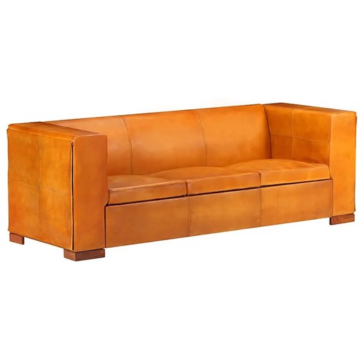 3-osobowa sofa z jasnobrązowej skóry naturalnej - Vino 3Q ze sklepu Edinos.pl w kategorii Sofy i kanapy - zdjęcie 179252733