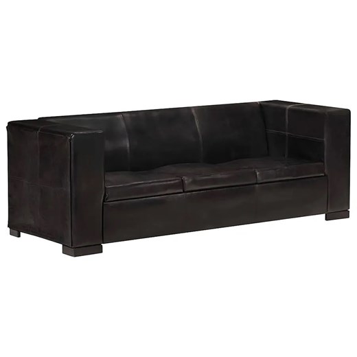 3-osobowa sofa z czarnej skóry naturalnej - Vino 3Q ze sklepu Edinos.pl w kategorii Sofy i kanapy - zdjęcie 179252740
