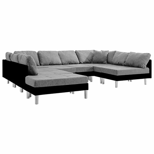 Sofa modułowa czarno-jasnoszara z ekoskóry  - Basket ze sklepu Edinos.pl w kategorii Sofy i kanapy - zdjęcie 179253413