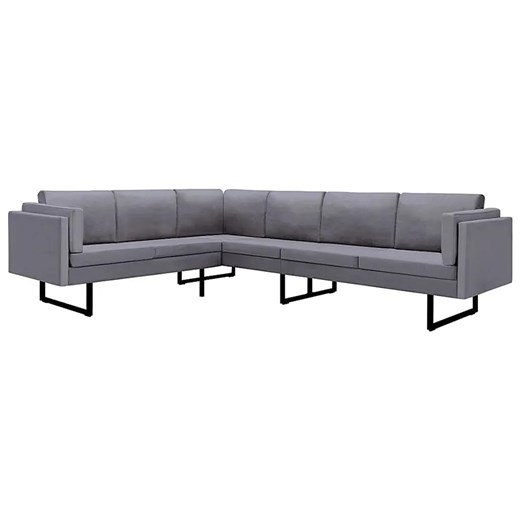 7-osobowa jasnoszara sofa narożna z tkaniny - Lordis ze sklepu Edinos.pl w kategorii Narożniki - zdjęcie 179253473