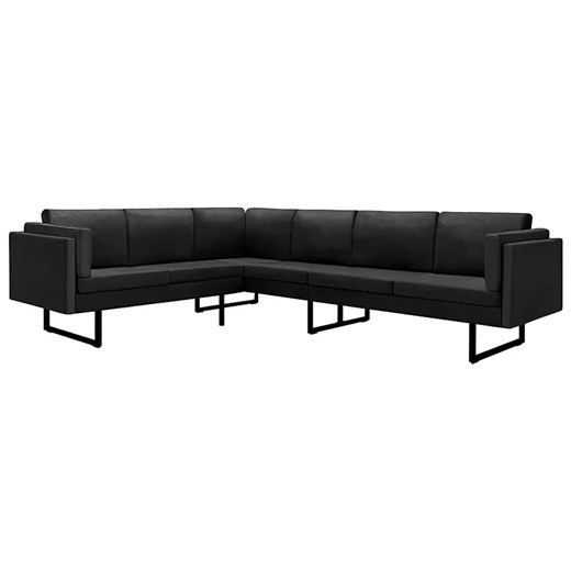 7-osobowa czarna sofa narożna z tkaniny - Lordis ze sklepu Edinos.pl w kategorii Narożniki - zdjęcie 179253493