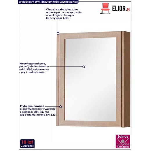 Wisząca szafka łazienkowa z lustrem - Medison 5X Elior One Size Edinos.pl