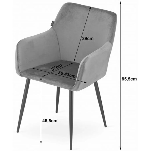Zestaw szarych aksamitnych krzeseł 2 szt. - Zicaro Elior One Size Edinos.pl