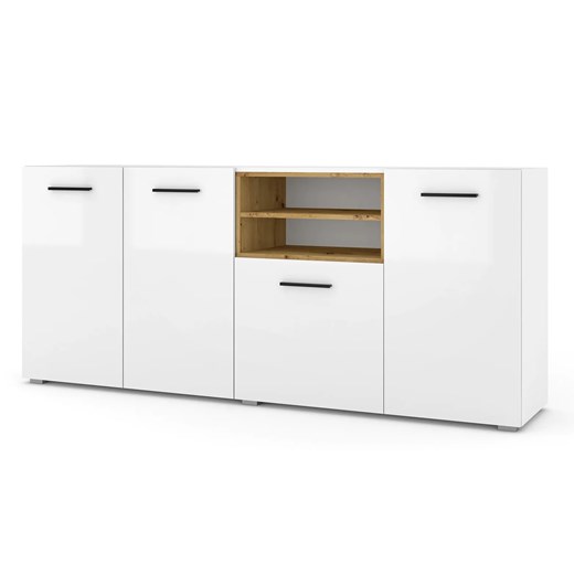 Długa komoda do salonu 200 cm biały połysk - Baden 6X Elior One Size Edinos.pl