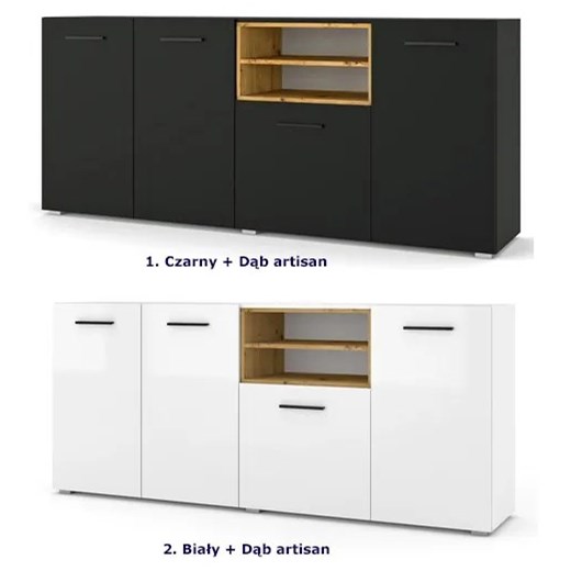 Długa komoda do salonu 200 cm biały połysk - Baden 6X Elior One Size Edinos.pl