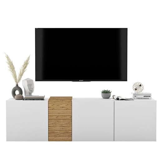 Wisząca szafka rtv biały mat - Casini 4X - id: 27606 - marki Elior - 179254632 Wisząca szafka rtv biały mat - Casini 4X ze sklepu Edinos.pl w kategorii Szafki RTV - zdjęcie 179254632