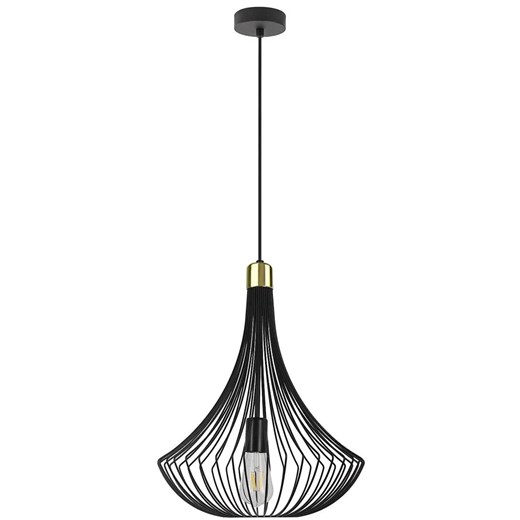 Czarna loftowa lampa wisząca z drucianym kloszem - A284-Uppi ze sklepu Edinos.pl w kategorii Lampy wiszące - zdjęcie 179254924