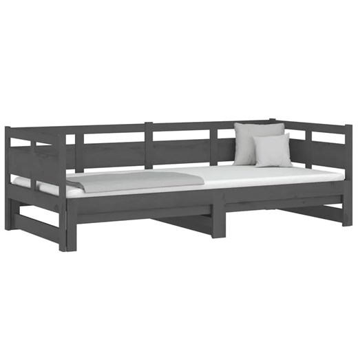 Drewniane szare łóżko rozsuwane 2x(80x200) cm - Givefi 3X ze sklepu Edinos.pl w kategorii Łóżka i materace - zdjęcie 179255714